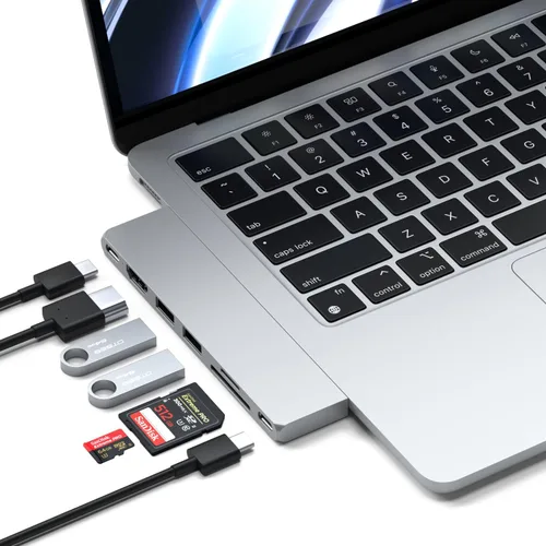 Miniatura 8 de Satechi Adaptador multipuerto USB C Hub 7 en 1 Pro Slim, USB C Dongle, carga de 100 W, HDMI 4K, USB 4, USB 3.2 Gen 2, lector de tarjetas SD/Micro