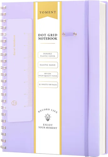 Miniatura 11 de Cuaderno de espiral de cuadrícula de puntos, tamaño A5, 160 páginas, cuaderno de papel grueso, cuaderno de plástico de tapa dura de 5 x 7 pulgadas