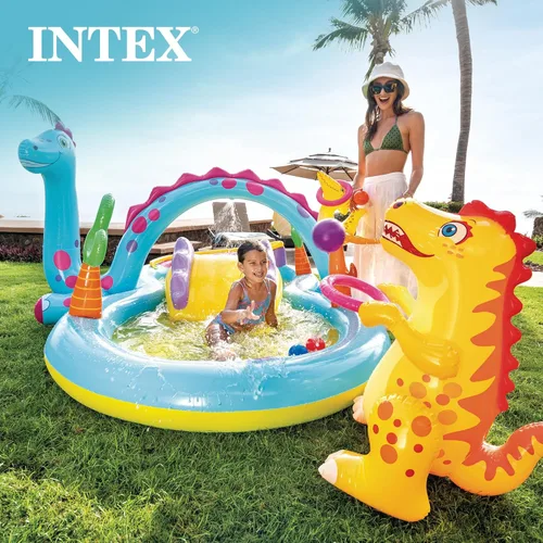 Miniatura 8 de Centro de juego inflable tierra de dinosaurios de Intex, 31 x 90 x 44 pulgadas, a partir de 2 años 2-Multicolor
