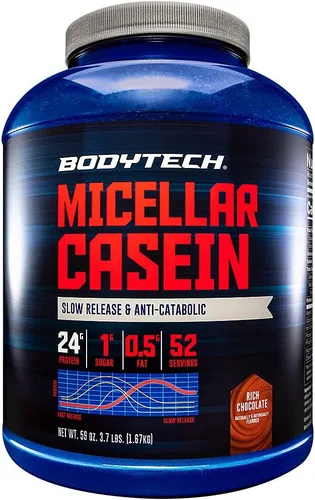 Miniatura 5 de BodyTech Proteína de caseína micelar en polvo, liberación lenta para recuperación muscular durante la noche, 0.85 oz de proteína por porción