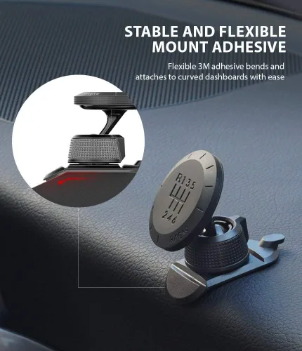 Miniatura 8 de Ringke Soporte magnético para teléfono con patrón de fibra de carbono, cerradura giratoria, imán de neodimio potente universal con rotación de 360°
