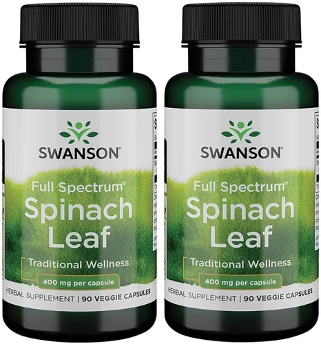 Swanson Hoja de espinaca de espectro completo 400 miligramos 90 cápsulas vegetales (paquete de 2)
