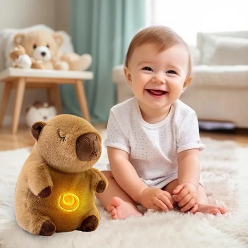 Miniatura 6 de Capybara - Animal de peluche que respira y alivia la ansiedad, con movimiento de respiración realista, luces de música relajantes, peluches