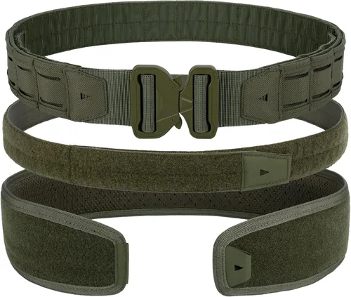Miniatura 9 de YAKEDA - Cinturón táctico de combate – Cinturón de liberación rápida para hombre, cinturón antideslizante interior y exterior de nailon Airsoft