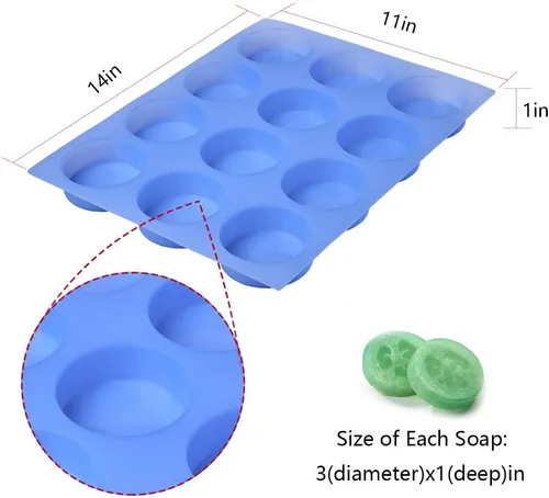 Miniatura 3 de Moldes de jabón de silicona redondos grandes - 4 oz, 3'' redondos, moldes de jabón de lufa individuales gruesos con tamaño grande uniforme y Redondo