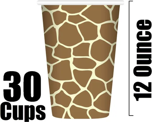 Miniatura 6 de Sirve para 30 invitados Jungle Safari Zoo Animal Print Fiesta Cumpleaños Suministros Pack 9" Platos cena 7" Platos Postre 12 oz Tazas Servilletas