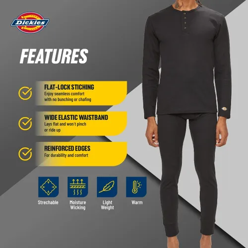 Miniatura 5 de Dickies Conjunto de ropa interior térmica Long Johns para hombre 2 piezas de punto gofre Henley para hombre