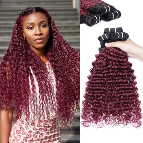 Miniatura 17 de Manojos de cabello humano ondulado profundo de 12, 14, 16 pulgadas, paquetes de ondas de agua, 100% sin procesar, 10A, cabello humano virgen