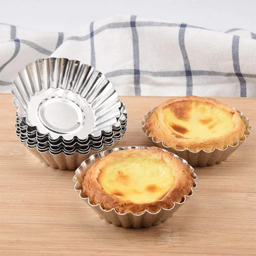 Miniatura 7 de 20 mini latas de aluminio para tartas de 2.8 pulgadas, moldes para tarta de huevo, moldes reutilizables para hornear, pasteles de queso, postres