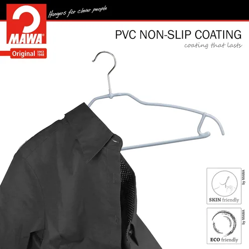 Miniatura 3 de Mawa by Reston Lloyd Silhouette - Percha de camisa antideslizante que ahorra espacio con barra para pantalones y ganchos para falda, estilo 42/FTU