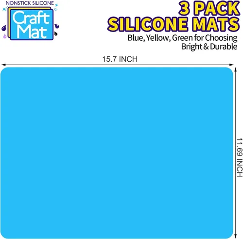 Miniatura 2 de LEOBRO Alfombrillas de silicona, 3 alfombrillas de silicona para manualidades, moldes de resina, tapete de masa de juego, tapete de silicona