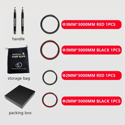 Miniatura 2 de Cuerda de saltar 2 en 1 de velocidad: 2mm para Boxeo/MMA y 3mm para CrossFit - Sistema de cable ajustable sin herramientas con rodamientos duales
