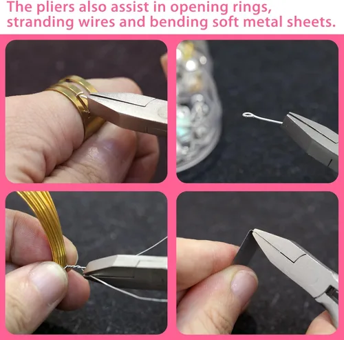 Miniatura 3 de SPEEDWOX - Mini alicates de punta rosa, alicates de pico de pato de 7,6 cm para hacer joyas, suministros de manualidades y pasatiempos de bricolaje