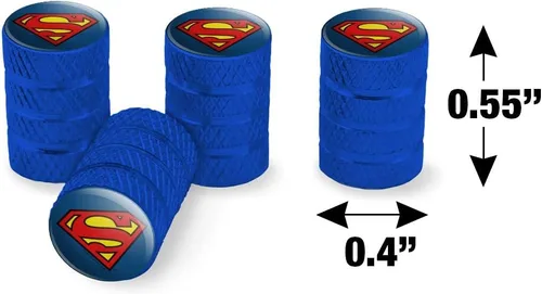 Miniatura 7 de Tapas de Vástago de Válvula de Llanta de Aluminio con Logo del Escudo Clásico de Superman Azul