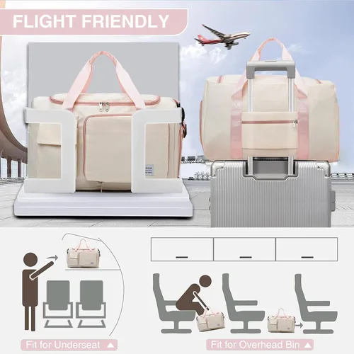 Miniatura 37 de Pequeña bolsa de gimnasio para mujer, bolsa de viaje con compartimento para zapatos