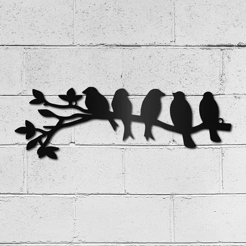 Miniatura 7 de CREATCABIN Decoración de pared de metal con pájaros en la rama, decoración de pared de pájaros negros, escultura de pájaros negros, decoración