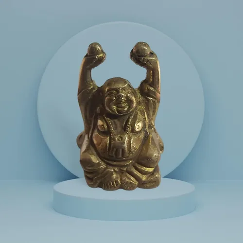 Miniatura 2 de PARIJAT HANDICRAFT Figuras de estatua de Buda sonriente de latón, escultura colectiva, decoración del hogar, figura coleccionable para decoración