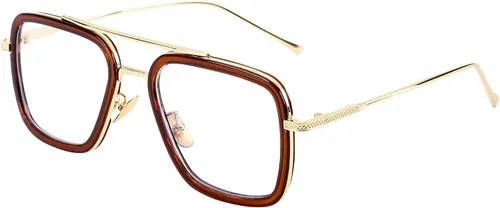 Miniatura 11 de Onrtry Tony Stark - Lentes de bloqueo de luz azul para hombres y mujeres, montura de metal retro, lentes de Iron Man Spider-Man Marco transparente