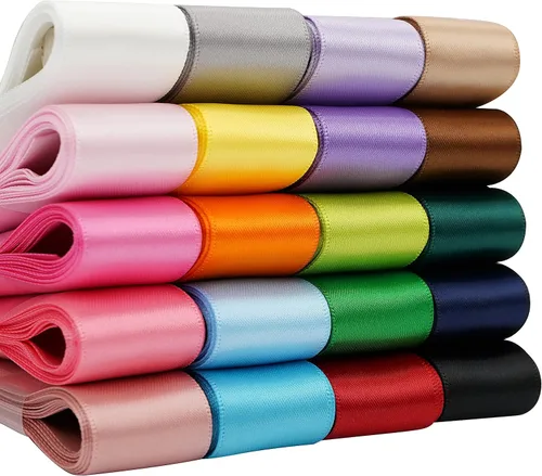 HUIHUANG Cinta de satén de 1 pulgada de color sólido, cinta de doble cara de satén de tela para manualidades, envoltura de regalo, decoración de