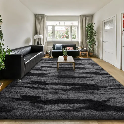 Miniatura 17 de HOMORE Alfombra de pasillo de 2 x 4 pulgadas, alfombra negra para dormitorio, alfombras esponjosas para pasillo, mesita de noche, alfombras largas
