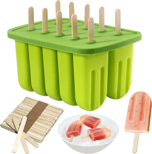 Miniatura 12 de 10 Cavity Silicone Popsicle Molds with 50 Sticks, BPA Free (10 Cavties-Blue)