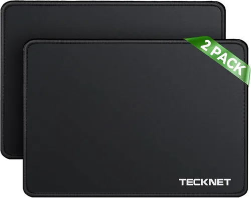 Miniatura 11 de TECKNET Paquete de 4 alfombrillas para mouse con costuras antideshilachamiento, superficie impermeable y base de goma antideslizante con bordes
