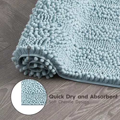 Miniatura 3 de Laura Ashley Tapete de baño de chenilla Astor 100% poliéster Decoración de baño premium Lavable a máquina Respaldo TPR Mide 17 x 24 Aqua