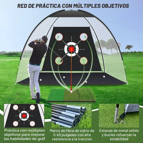 Miniatura 2 de Golf Net with Practice Mat,Golf Hitting Aid Nets 10x7FT for Backyard Driving Chipping Training Swing with Target Mat Balls for Outdoor Indoor，Gifts