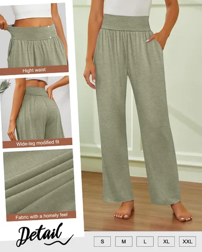 Miniatura 97 de Neer - Conjunto de 3 pantalones de yoga de pierna ancha para mujer - Pantalones deportivos cómodos, holgados, de cintura alta y casuales