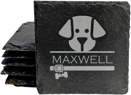 Miniatura 14 de Engraved Dog Cat Paw Coasters Set of 4 – Dog Cat Silhouette Paw Print Design – 4 Inch Round Slate – Pet Lover Home Decor – Handmade in Oregon USA