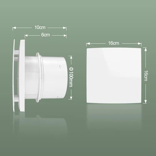 Miniatura 2 de Extractor de baño montado en la pared de 4 pulgadas con control remoto motor EC de bajo ruido, fácil instalación de vidrio/pared, velocidad