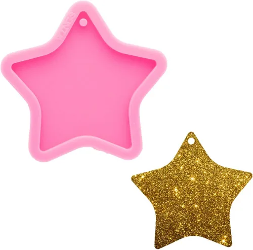 Miniatura 11 de Kit de moldes de resina de Navidad para Feliz Navidad/Estrella/Caña de silicona de resina epoxi para bricolaje, adornos de árbol, llaveros