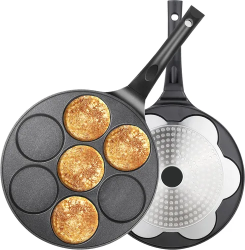 Sartén antiadherente para hotcakes con moldes tipo parrilla, mini fabricante de panqueques con revestimiento libre de PFOA, adecuada para todas las