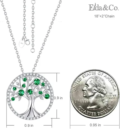 Miniatura 6 de ELDA & CO. Collar de árbol de la vida para mujer, plata de ley 925 con piedras natales de febrero de marzo de abril, joyería de aguamarina, regalos