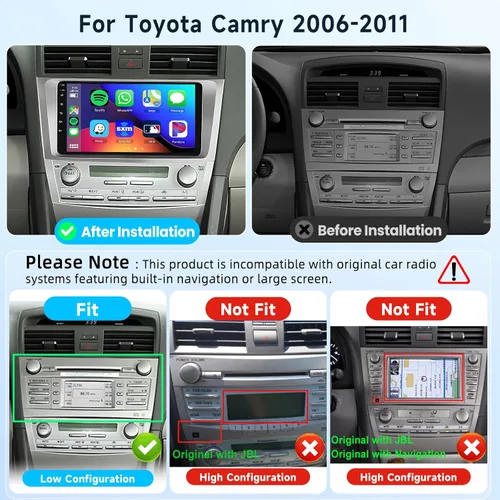 Miniatura 2 de Radio de coche 5GHz-WiFi 2G+64G para Toyota Camry 2006 2007 2008 2009 2010 2011 con CarPlay Android Auto, 9 pulgadas pantalla táctil Android 15