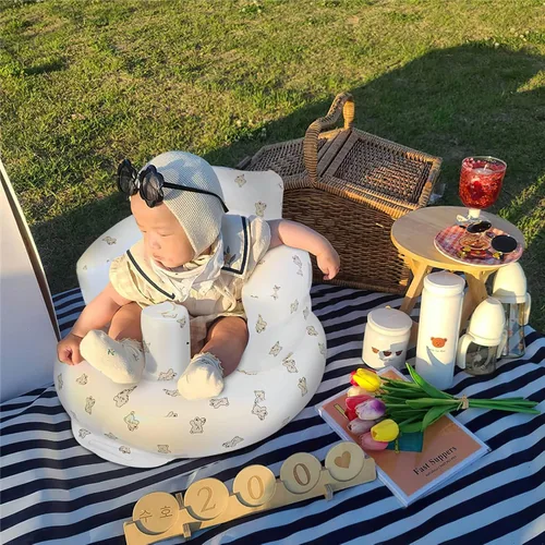 Miniatura 2 de EKEPE Asiento inflable para bebé para bebés de 3 meses en adelante, asientos de piso para bebé para sentarse, asientos para bebé para infantes