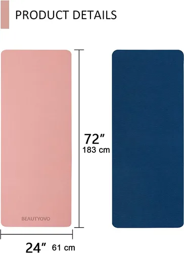 Miniatura 8 de Tapete de yoga con correa, 1/3 pulgadas extra gruesa, de doble cara, antideslizante, tapetes profesionales de TPE para mujeres y hombres, tapete