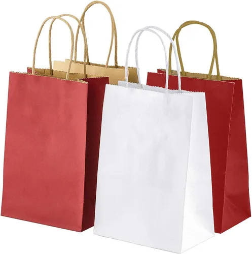 Bolsas de papel kraft con asas trenzadas para regalo navideño, multiusos, adecuadas para cualquier ocasión, 10 x 5 x 13 pulgadas, color marrón