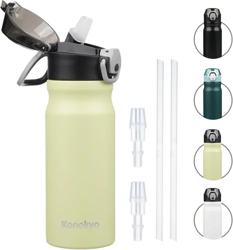 Miniatura 32 de Konokyo Botella de agua aislada de 22 onzas con pajilla, asa de transporte, verde militar