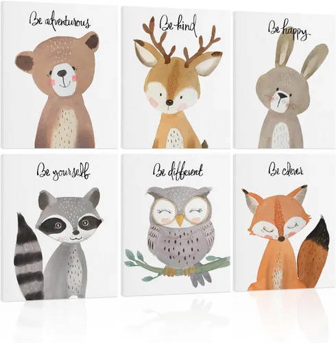 Miniatura 13 de Póster ABC para decoración de pared de cuarto de bebé, arte bohemio del alfabeto para pared de aula, arte de pared de niños de animales de safari
