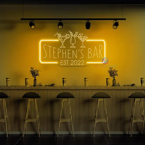 Miniatura 9 de Letrero de barra de neón personalizado – Letrero de luz personalizado para decoración de bar del hogar, salón o cueva de hombre (grabado rectangular)