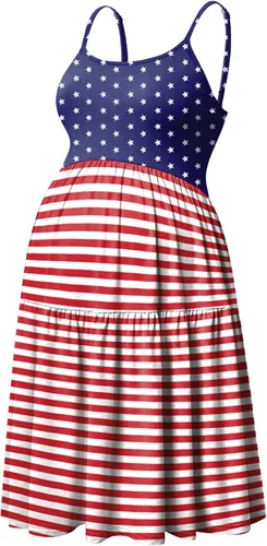Miniatura 117 de GINKANA Vestido de maternidad sin mangas para mujer, con tirantes ajustables, vestido casual de verano para uso diario o baby shower