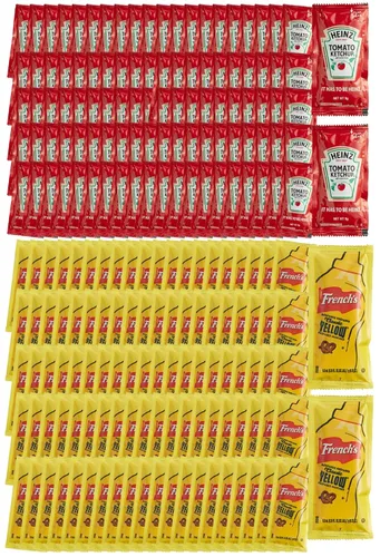 Miniatura 7 de 25 paquetes de salsa de tomate (0.23 onzas) y 25 paquetes de mostaza (0.27 onzas), 50 paquetes de condimentos en total