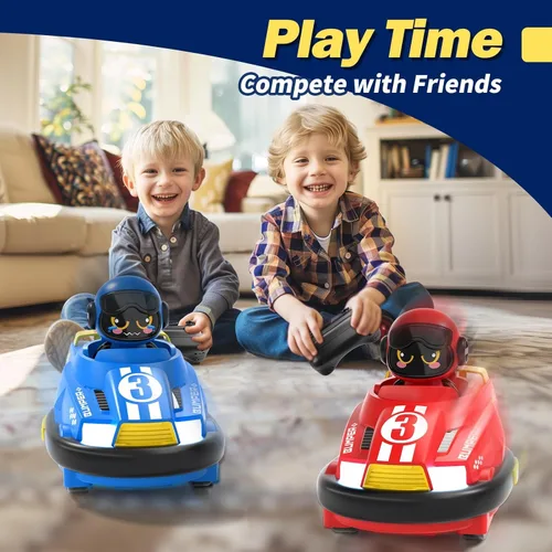 Miniatura 7 de bessome Paquete de 2 Lindos Autos Chocadores con Control Remoto de Dibujos Animados para Niños Pequeños - Mini Autos RC con Luz y Sonido y Rotación