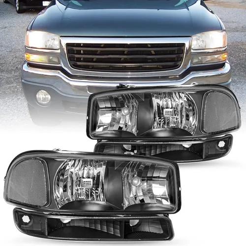 Miniatura 19 de SOCKIR 6 piezas para 1999-2002 GMC Sierra 00-06 Yukon conjunto de faros y luces antiniebla + faro delantero de parque/señal LH+RH con bombillas
