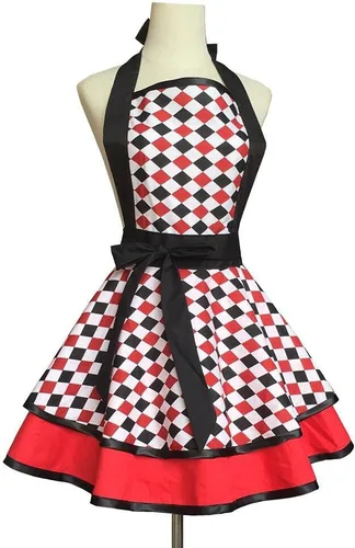 Miniatura 2 de Hyzrz Delantales lindos hechos a mano de algodón estilo retro para mujeres y niñas, delantal de cocina para pasteles, para regalo de madre Varios