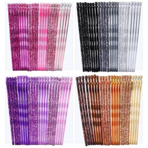 Lurrose 96 pinzas para el cabello con purpurina, horquillas de metal, barniz para estufa, pasadores para mujer, color negro para ocasiones
