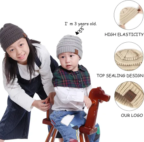 Miniatura 4 de Gorros de punto cálidos de invierno para niños y niñas, gorros suaves para bebés y niñas