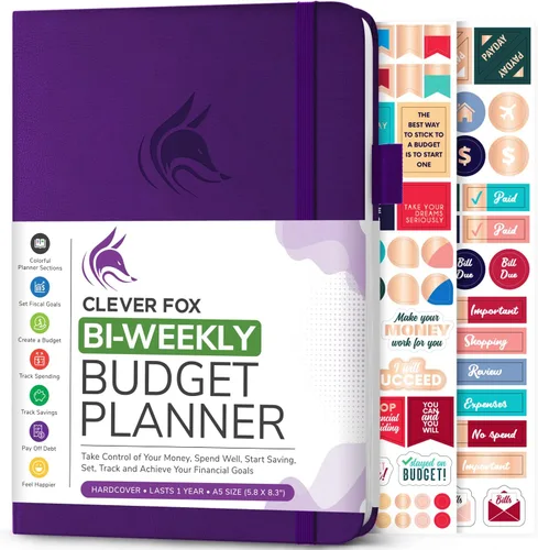 Miniatura 11 de Clever Fox Planificador de presupuesto bi semanal - Libro organizador financiero sin fecha - Rastreador de gastos, cuaderno de presupuestos y Negro