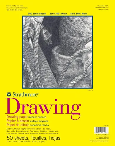 Miniatura 2 de Strathmore 300 Series - Bloc de papel para dibujo, encuadernado con alambre superior, 9 x 12 pulgadas, 50 hojas (70lb/114g) - Papel de artista